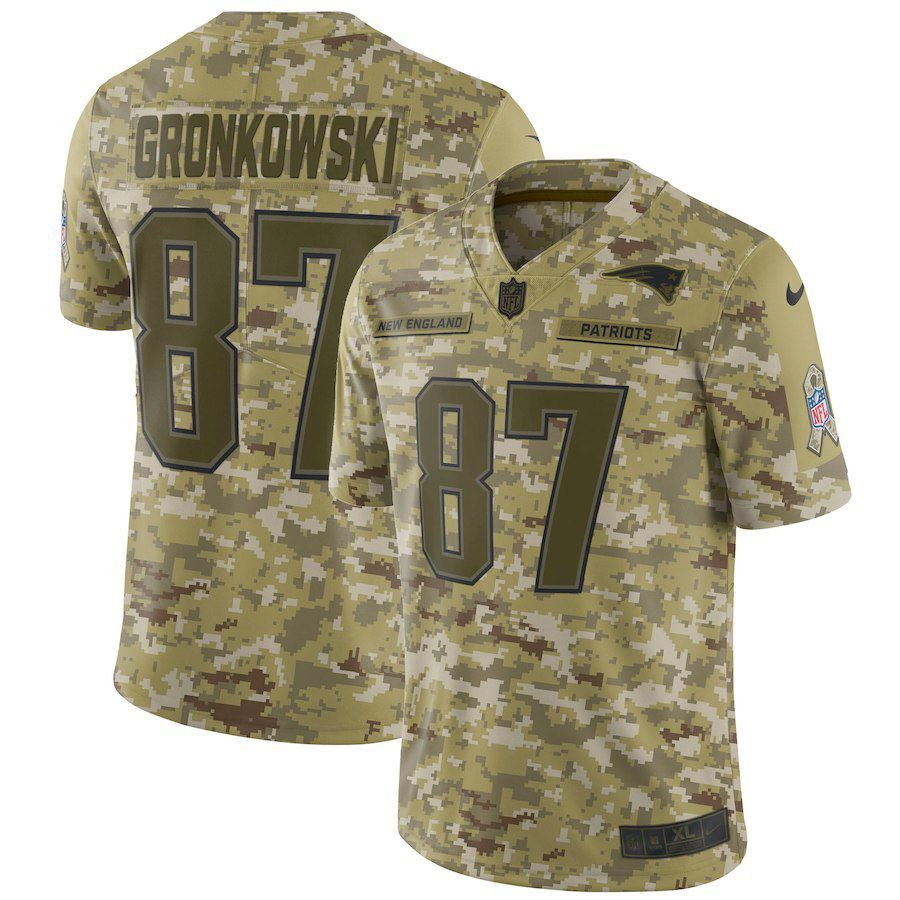 Men New England Patriots #87 Gronkowski Nike Camo Salute to Service Retired Player Limited NFL Jerseys